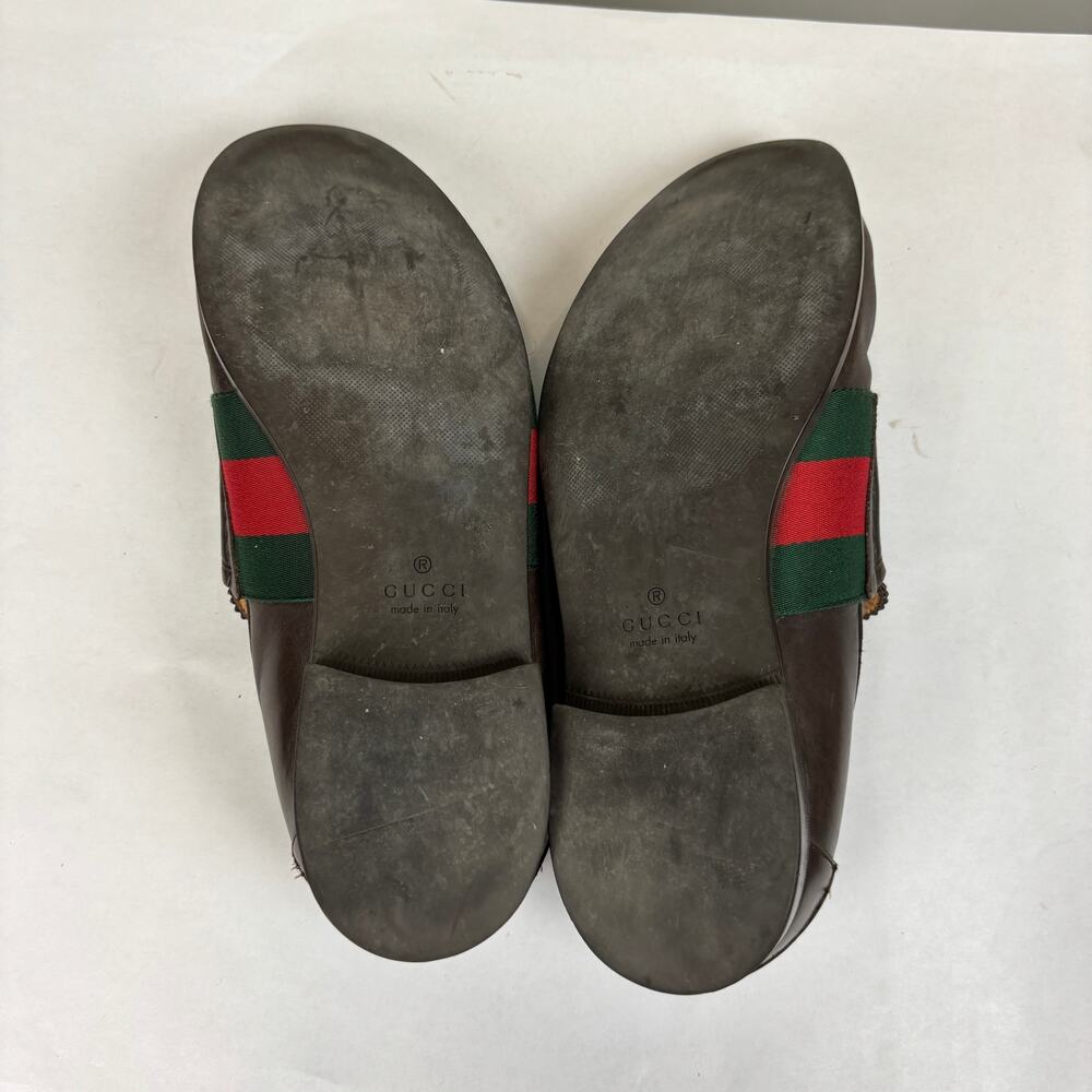 Gucci Brown Leather Web Slip On Loafers Men's 9 - Picture 8 of 15